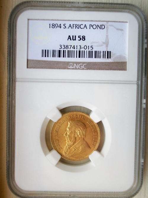 1894 SOUTH AFRICA POND - Graded NGC AU 58 !!!!!!!!!!