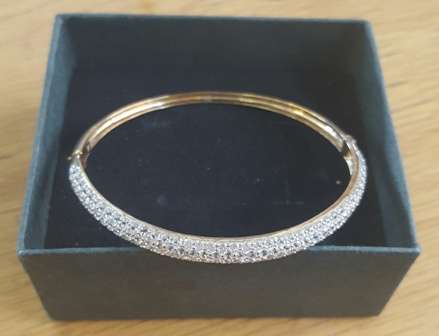 10K Gold Bangle with Natural Gemstones