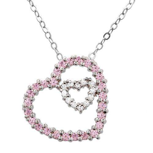 Glittering Brand New Heart Necklace With 1.60ctw Cubic zirconia Beautifully Designed in 925 Sterling