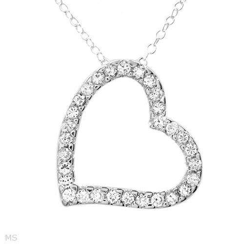 Glittering Brand New Heart Necklace With 1.50ctw Cubic zirconia Crafted in 925 Sterling silver