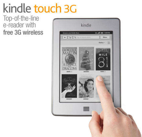 Kindle Touch + Free 3G + Wi-Fi, 6" E Ink Display, 3G Works Globally