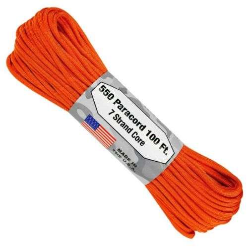 550 Paracord 100ft 7 Strand Core - Neon Orange