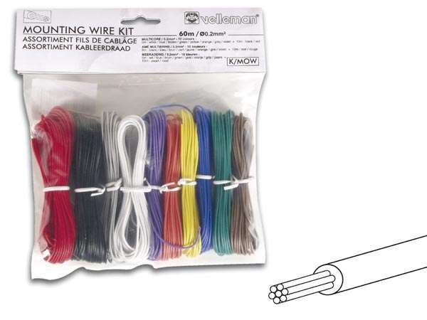 Assortment Wire Kit - 10 COLOURS - 60m - MULTICORE