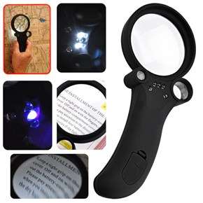 Handheld 2.5X/ 25X/ 55X Magnifier with 5 led
