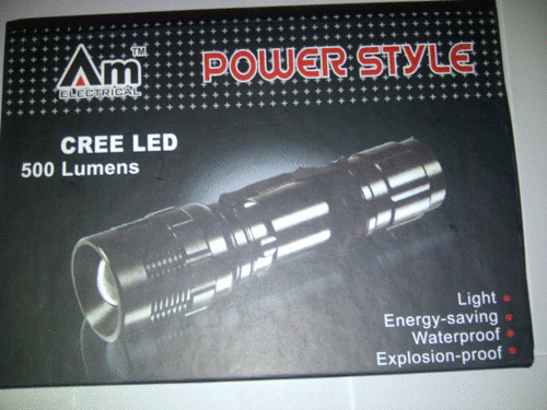 Rechargeable CREE LED 500 Lumen Torch with adjustable zoom function