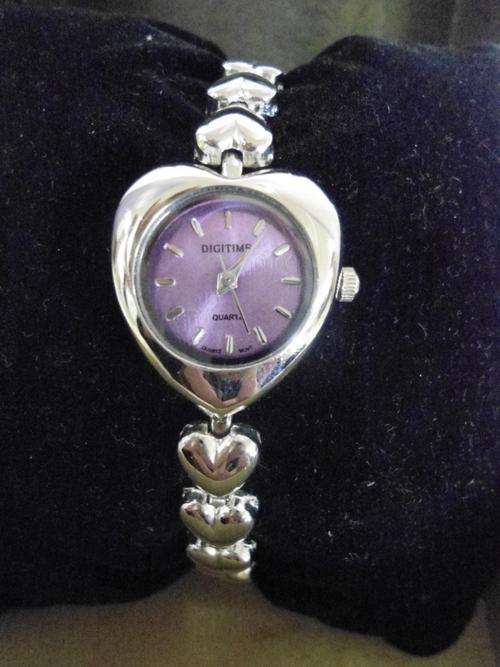 Digitime Chrome Heart Watch with Purple Face - Working