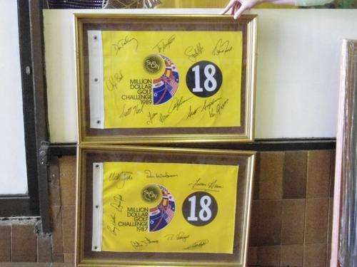 SUN CITY MILLION DOLLAR SIGNED 18TH HOLE FLAG 1987 AND 1989