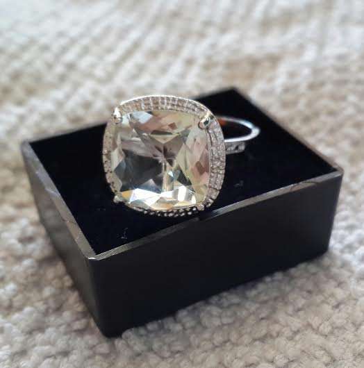 6ct Green Amethyst & Diamond Ring