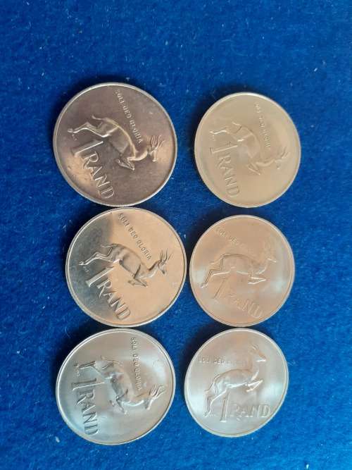 LOT OF 6 NICKEL 1 RAND COINS BUY 3 AND GET 3 FREE