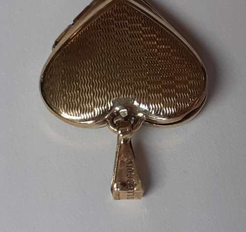 Gold Heart Locket with Mother-of-Pearl Onlay