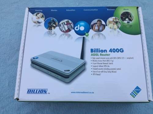 Billion 400g Wireless - G ADSL Router  -  100 % Working -  In Box - Hardly Used