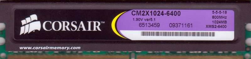 Corsair 1 Gig DDR 2 800 Mhz With HeatSink