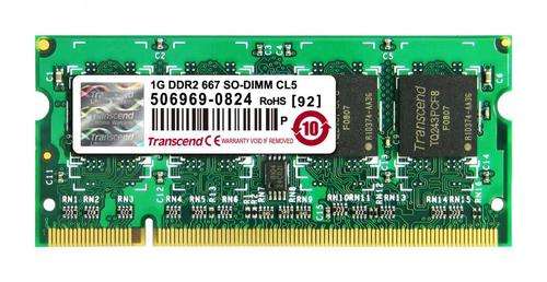 Transcend 1GB 200-Pin DDR2 SO-DIMM DDR2 667 (PC2 5300) Laptop Memory Model JM667QSJ-1G