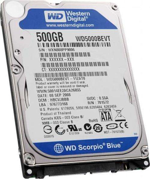 Western Digital Scorpio Blue 500GB 5400 RPM 8MB Cache SATA 3.0Gb/s 2.5" Internal Notebook Hard Drive