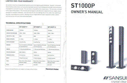 SANSUI SPEAKERS ST1000P