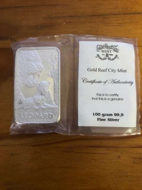 SILVER MINTED BAR 100 GRAMS RHINO