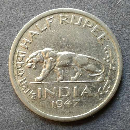 1947 INDIA HALF RUPEE