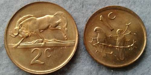 1989 RSA 2 & 1 CENT : ERROR : OFF CENTRE
