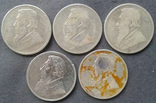 1892 &1896 ZAR 1 SHILLING LOT (X5)