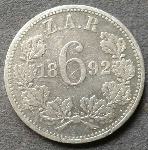 1892 ZAR 6 PENCE : MINTAGE 28300