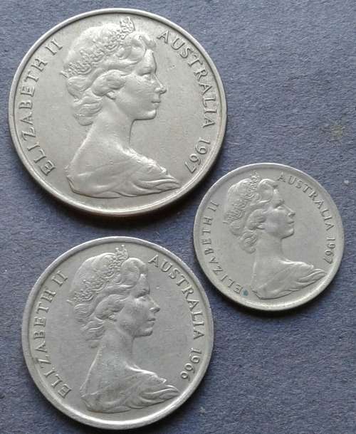 1966 & 67 AUSTRALIA 20 , 10 & 5 CENT LOT