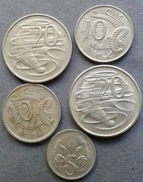 1966 & 1967 AUSTRALIA 20 , 10 & 5 CENT LOT