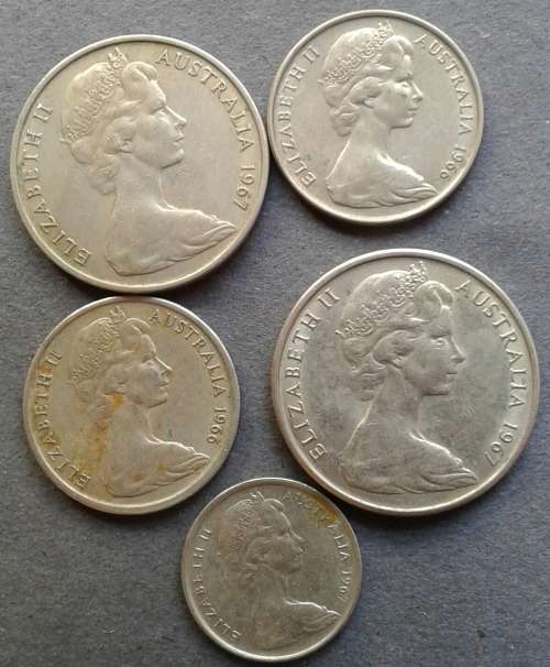 1966 & 1967 AUSTRALIA 20 , 10 & 5 CENT LOT