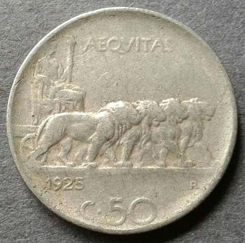 1925 ITALY 50 CENTESIMI NGC F12 $8 - VF $15
