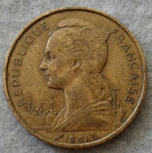 1961 REUNION 20 FRANCS : LOW MINTAGE 300 000