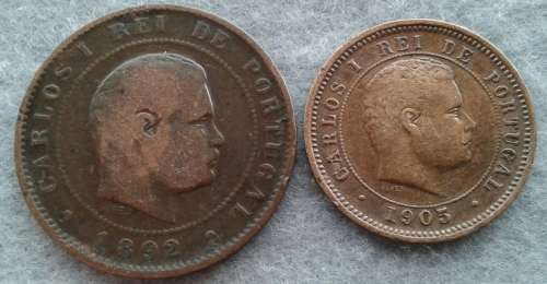 1892 & 1905 PORTUGAL 10 & 5 REIS PAIR