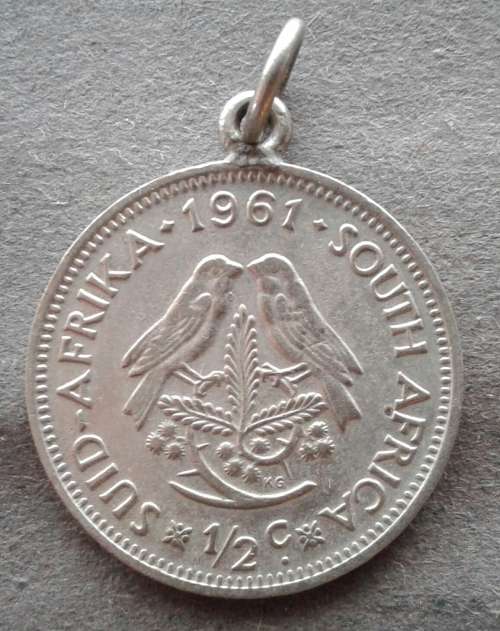 1961 RSA 1/2 CENT PENDANT (SILVER COLOURED)