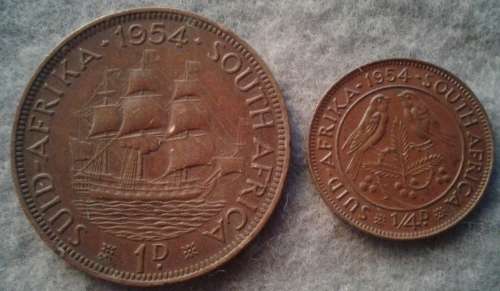 1954 SA UNION 1/4 & 1 PENNY