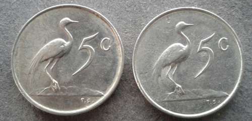 1965 RSA 5 CENT ENGLISH & AFRIKAANS ISSUE : WELL PRESERVED