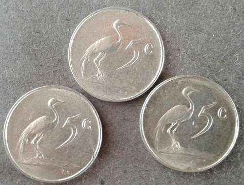 1965 , 66 & 67 RSA 5 CENT TRIO : VERY FINE