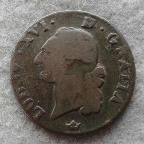 1784 FRANCE LOUIS XVI 1 SOL KM#578.1 TOULOUSE