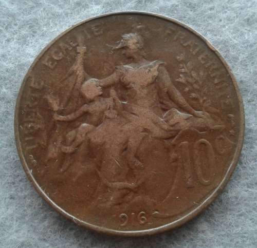 1916 FRANCE 10 CENTIMES