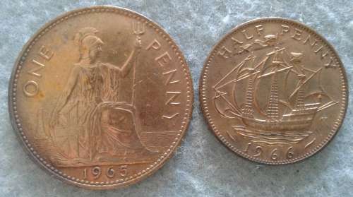 1965 & 66 G.BRIT HALF & THE ONE PENNY PAIR