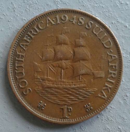 1948 SAU 1 PENNY : NO STOP/STAR VARIETY