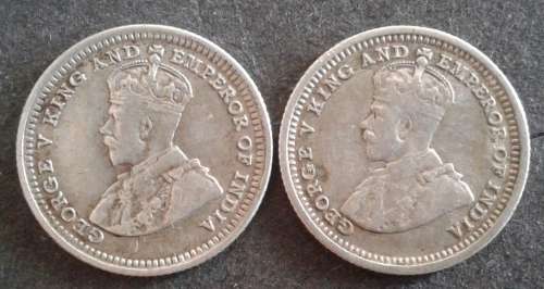 1926 STRAITS SETTLEMENT 5 CENT PAIR : SILVER