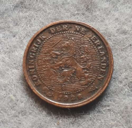 1928 NETHERLANDS 1/2 CENT : SEAHORSE PRIVY MARK : UTRECHT