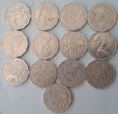 13 X AUSTRALIA 50 CENT
