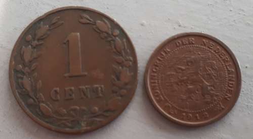 1883 and 1912 NETHERLANDS 1/2 and 1 CENT PAIR