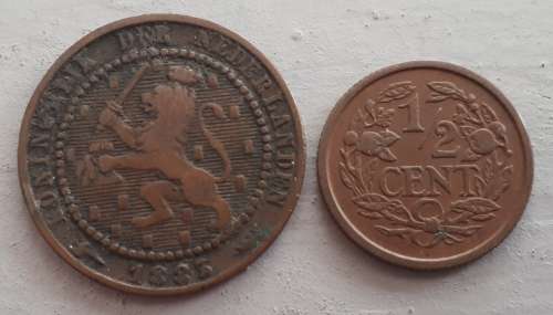 1883 and 1912 NETHERLANDS 1/2 and 1 CENT PAIR