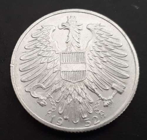 1952 AUSTRIA 5 SCHILLING : A/UNC : 31 MM DIAMETER