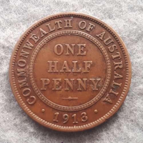 1913 AUSTRALIA ONE HALF PENNY