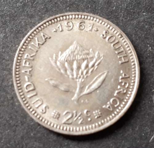 1961 RSA  2 1/2 CENT : SILVER : BETTER GRADE