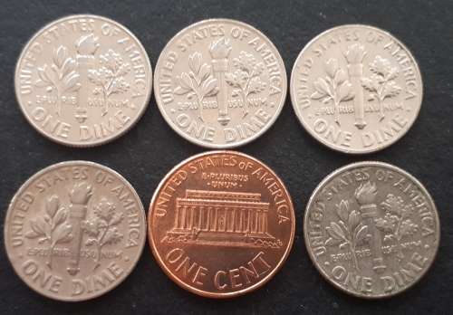 USA DIMES & ONE CENT