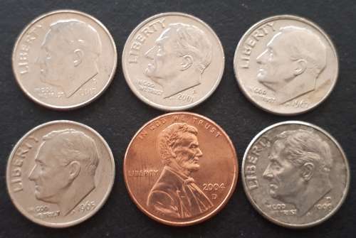 USA DIMES & ONE CENT