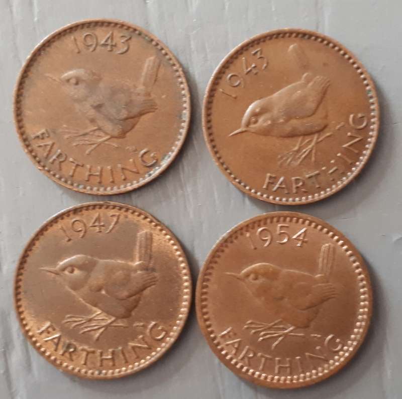 4 X G.BRIT FARTHINGS : DATES FROM 1943