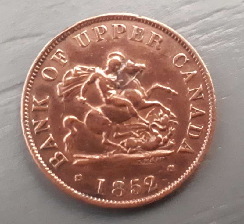 1852 CANADA : UPPER REGION : HALF PENNY : COPPER
